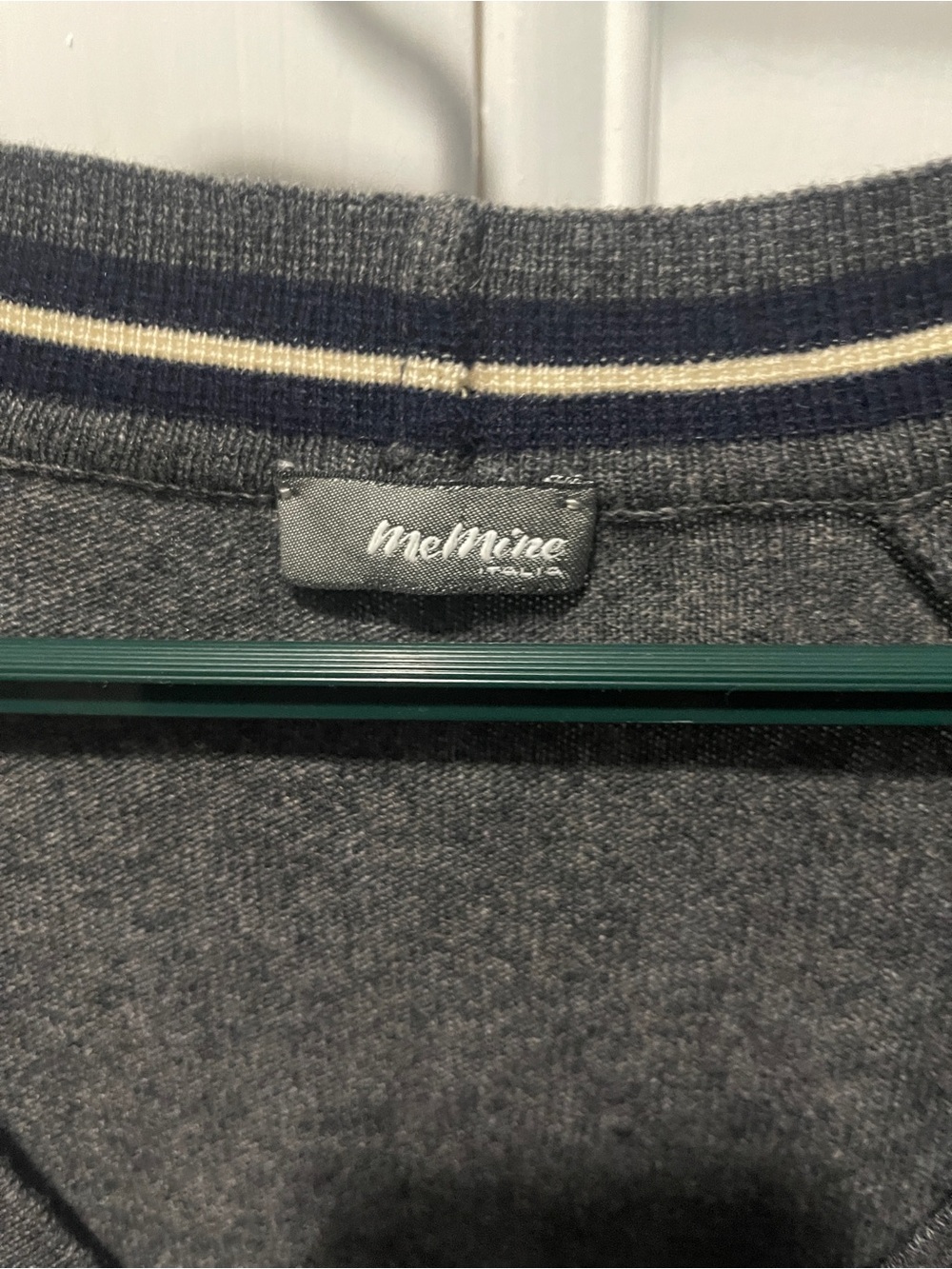 Polo by Ralph Lauren Gray Crewneck Sweater with Navy & Cream Stripe